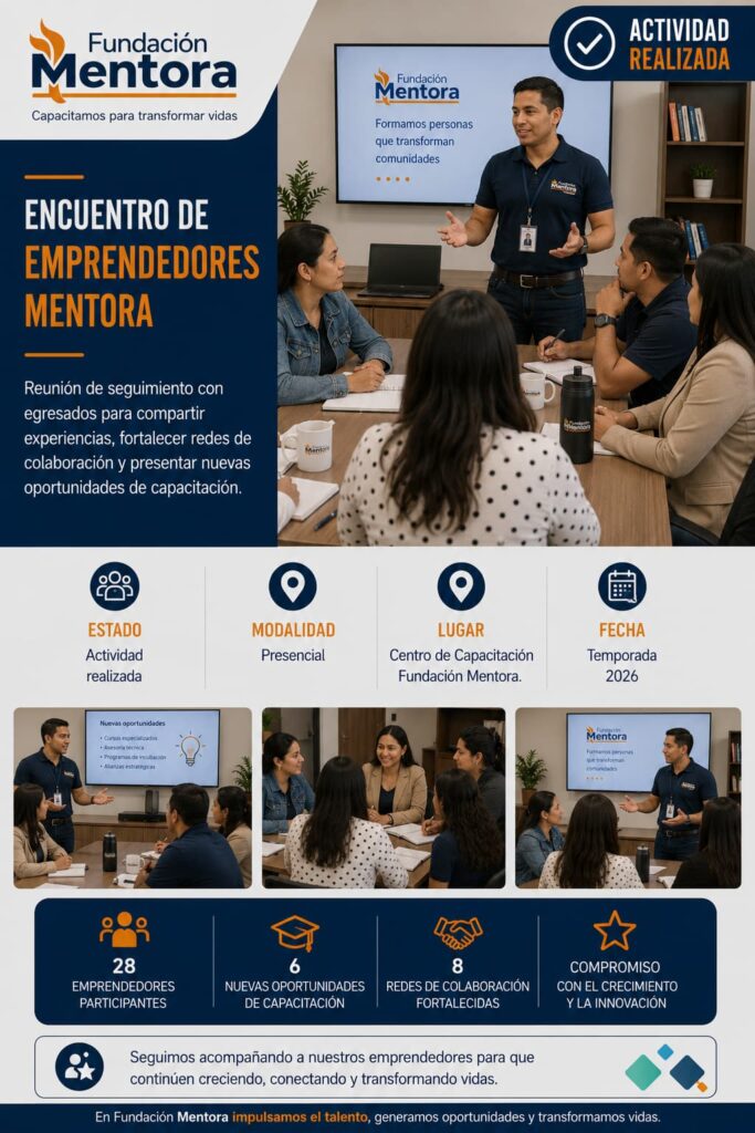 Egresados de Fundación Mentora participan en un encuentro para compartir experiencias, fortalecer redes de colaboración y generar nuevas oportunidades.