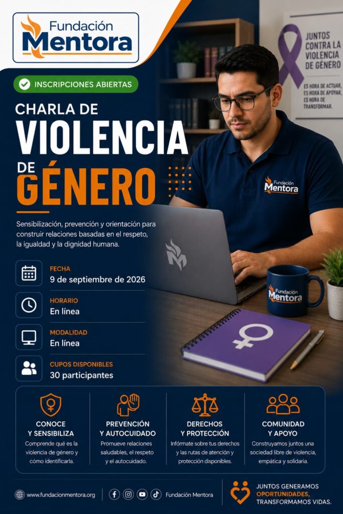 Charla virtual sobre Violencia de Género organizada por Fundación Mentora con inscripciones abiertas.