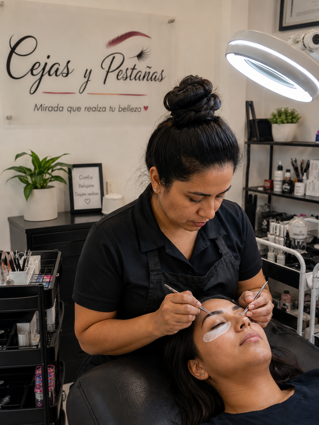 Isabel trabaja como especialista en Diseño de Mirada en un gabinete de belleza del sur de Quito.